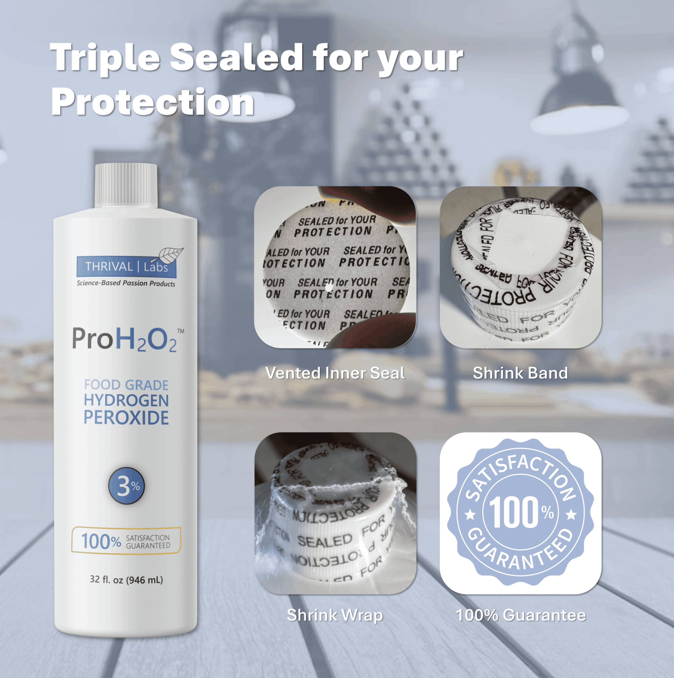 ProH2O2 Food Grade 3% Hydrogen Peroxide by Thrival Labs - A USA-Made Natural Cleaner With No Added Toxic Stabilizers for Medical, Household, and Personal Use 7 ProH2O2 Food Grade 3% Hydrogen Peroxide by Thrival Labs - A USA-Made Natural Cleaner With No Added Toxic Stabilizers for Medical, Household, and Personal Use - Image 7