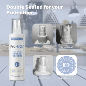 ProH2O2 Food Grade 3% Hydrogen Peroxide by Thrival Labs - A USA-Made Natural Cleaner With No Added Toxic Stabilizers for Medical, Household, and Personal Use 20 H8 Double Sealed 1