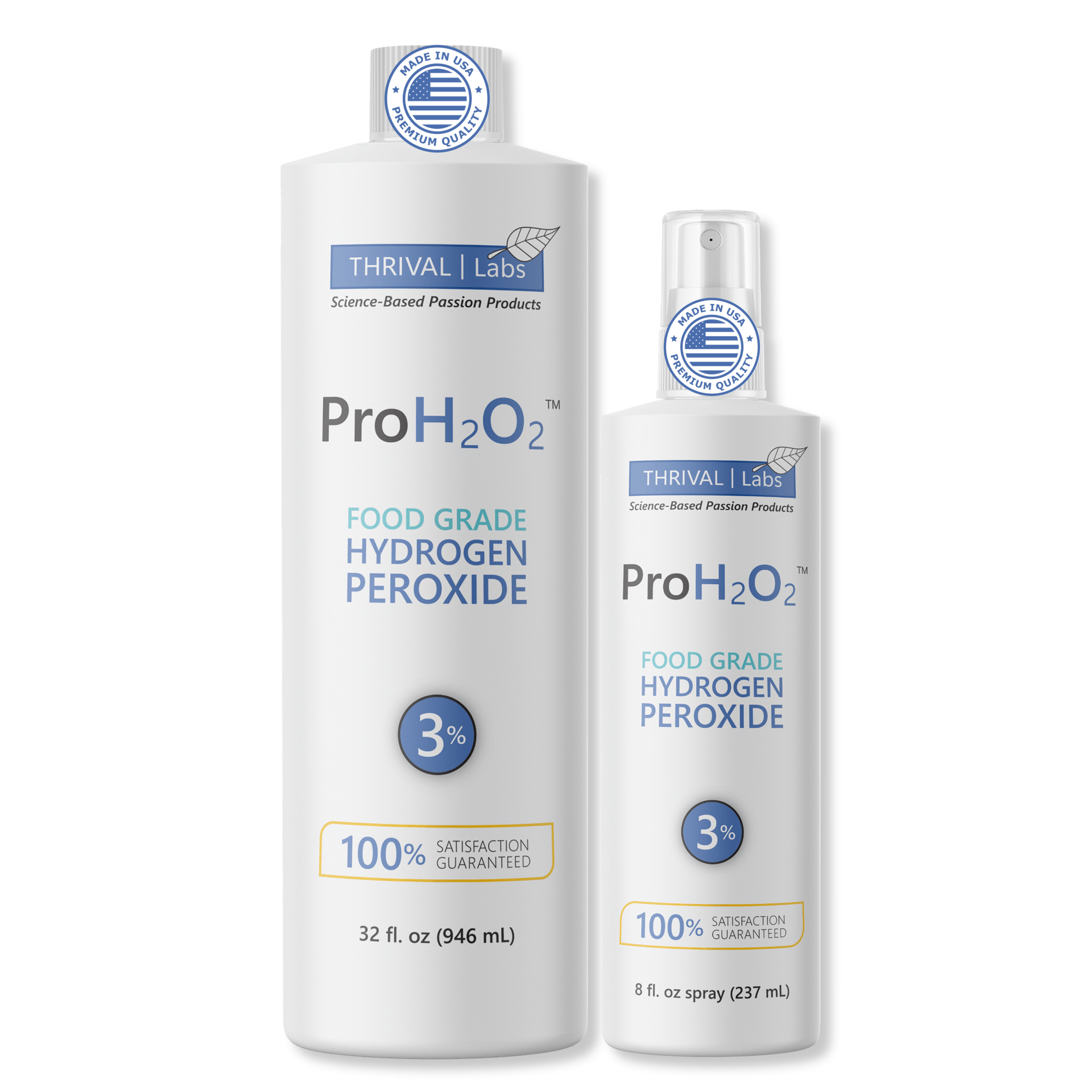ProH2O2 Food Grade 3% Hydrogen Peroxide by Thrival Labs - A USA-Made Natural Cleaner With No Added Toxic Stabilizers for Medical, Household, and Personal Use 1 ProH2O2 Food Grade 3% Hydrogen Peroxide by Thrival Labs - A USA-Made Natural Cleaner With No Added Toxic Stabilizers for Medical, Household, and Personal Use