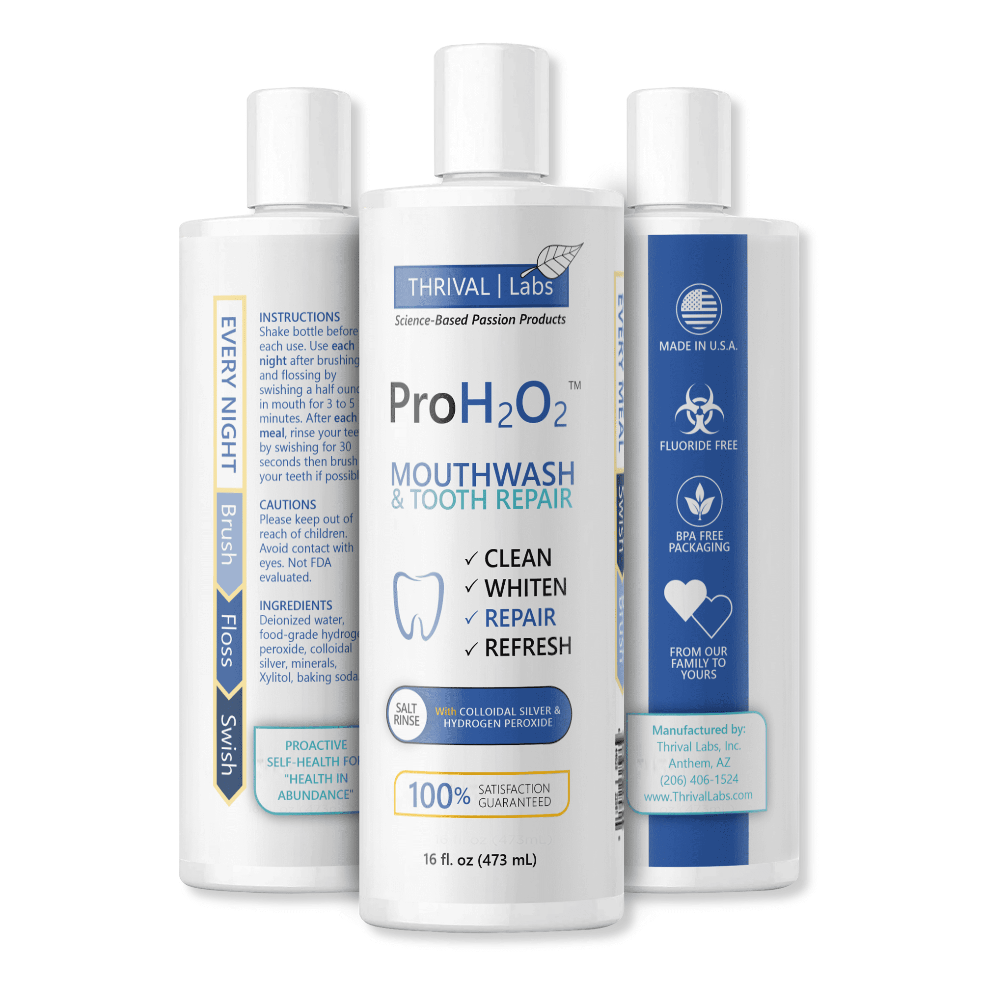 ProH2O2 Food Grade Hydrogen Peroxide 3% - 8oz Spray Bottle By Thrival Labs (First Aid & Cleaner)