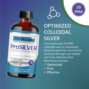 ProSILVER Blue Label 20 PPM Colloidal Silver Liquid, Optimized Bio-Active Nano-Sized Liquid Silver for Internal Immune Support, Dark Glass Bottle - Thrival Labs 33 2 PSblu32 Intro