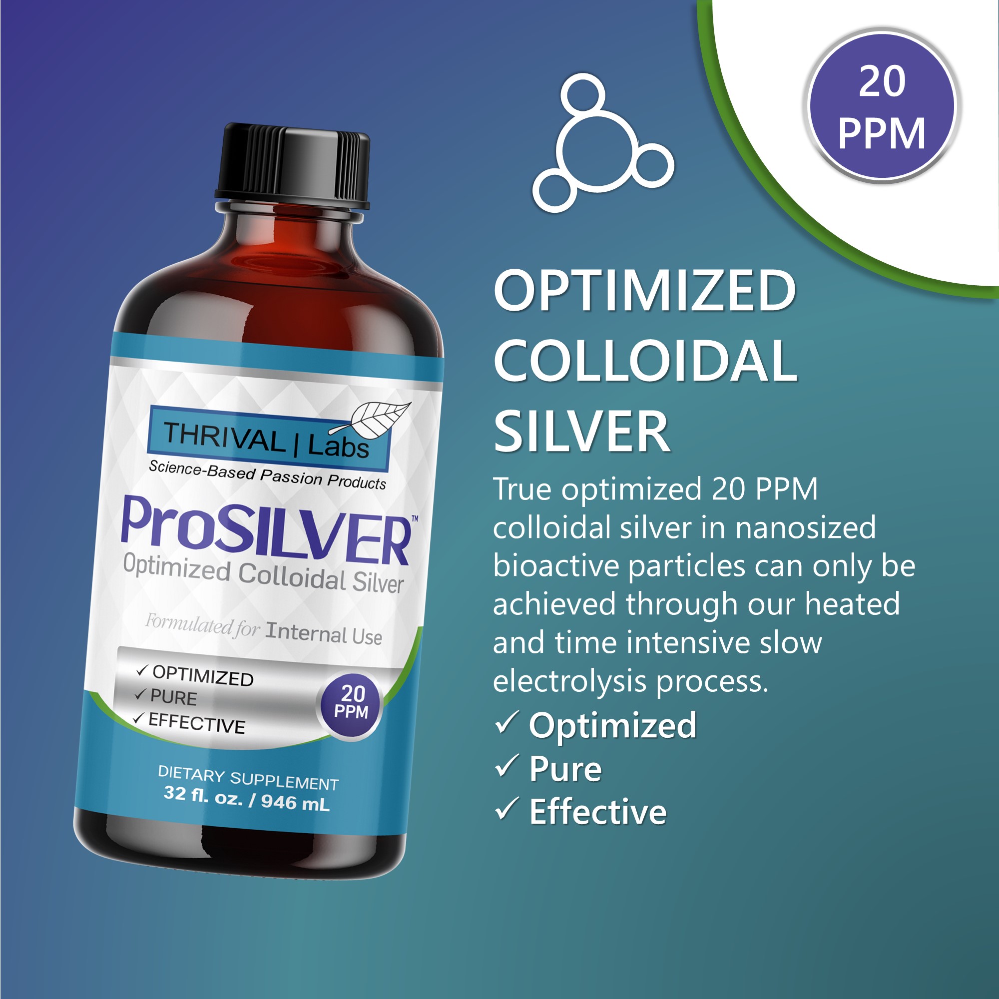 ProSILVER Blue Label 20 PPM Colloidal Silver Liquid, Optimized Bio-Active Nano-Sized Liquid Silver for Internal Immune Support, Dark Glass Bottle - Thrival Labs 11 ProSILVER Blue Label 20 PPM Colloidal Silver Liquid, Optimized Bio-Active Nano-Sized Liquid Silver for Internal Immune Support, Dark Glass Bottle - Thrival Labs - Image 11