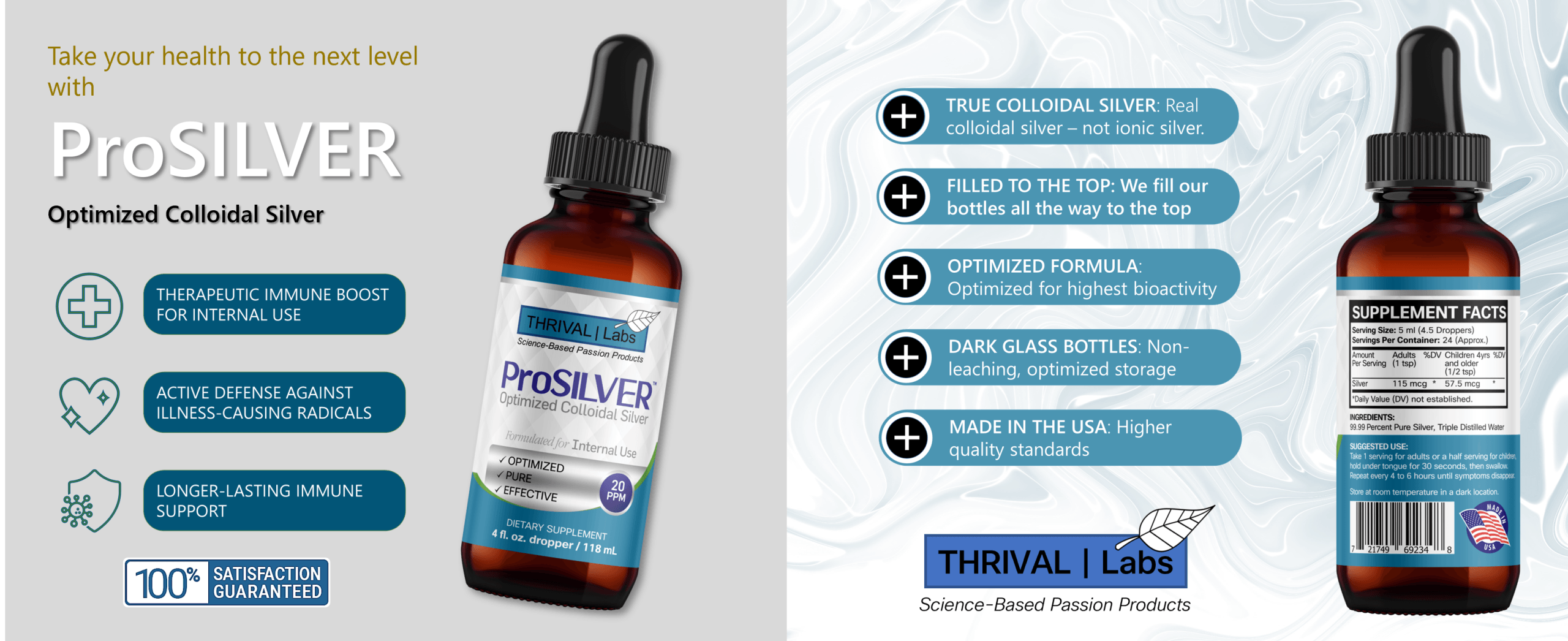 ProSILVER Blue Label 20 PPM Colloidal Silver Liquid, Optimized Bio-Active Nano-Sized Liquid Silver for Internal Immune Support, Dark Glass Bottle - Thrival Labs 50 Blue List Mod4 1464x600 1 scaled