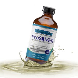 ProSILVER Blue Label 20 PPM Colloidal Silver Liquid, Optimized Bio-Active Nano-Sized Liquid Silver for Internal Immune Support, Dark Glass Bottle - Thrival Labs 42 PSBLK8Splash