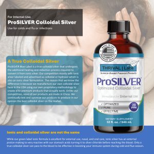 Alternative view of ProSILVER Blue Label 20 PPM Colloidal Silver Liquid, Optimized Bio-Active Nano-Sized Liquid Silver for Internal Immune Support, Dark Glass Bottle - Thrival Labs