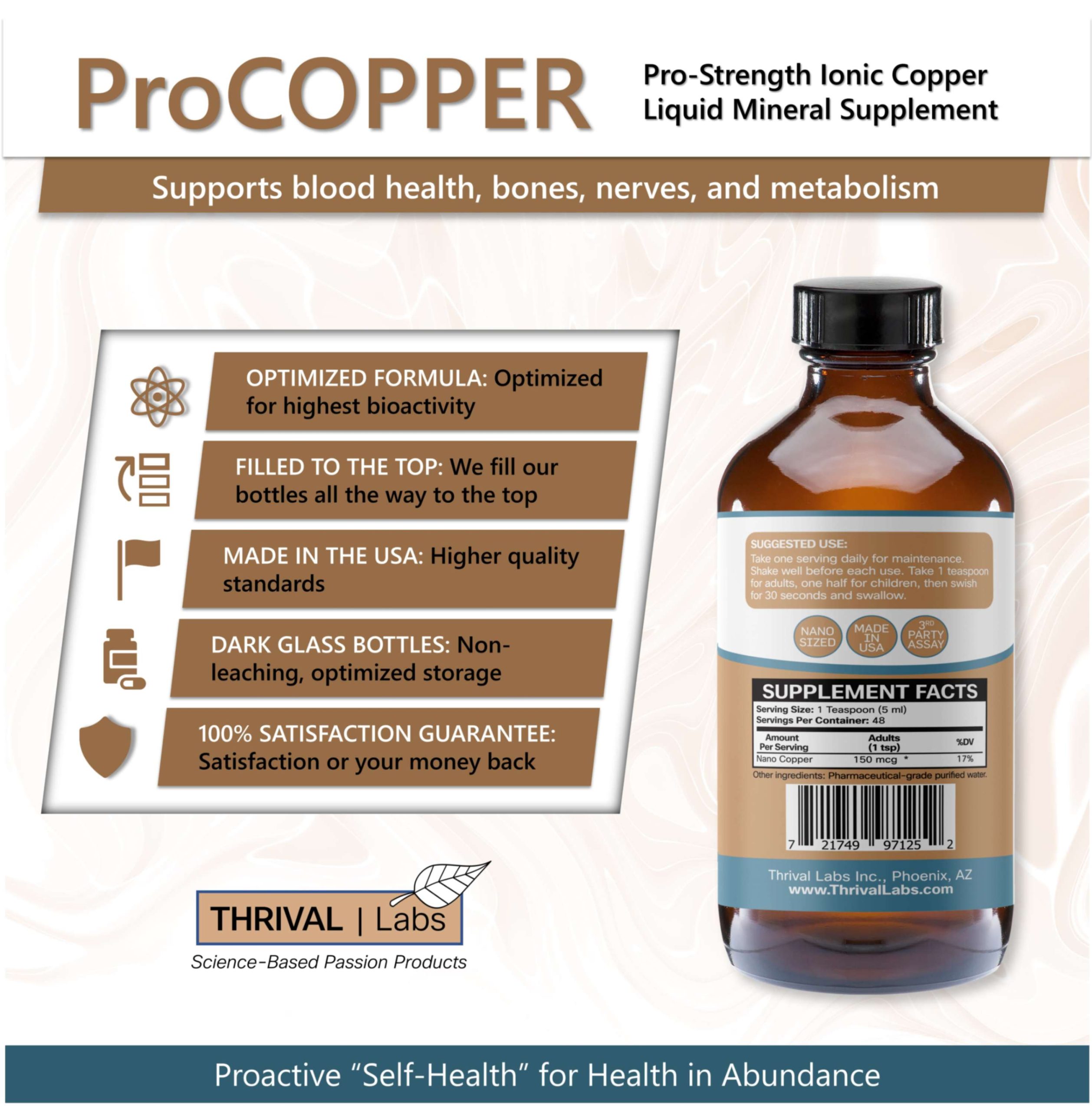 Ionic Colloidal Copper Liquid (30 PPM) | Mental Clarity & Nerve Function | Hair, Skin, Nails & Collagen | Red Blood Cells & Energy Production | Cholesterol Levels & Blood Pressure - Thrival Labs 5 Ionic Colloidal Copper Liquid (30 PPM) | Mental Clarity & Nerve Function | Hair, Skin, Nails & Collagen | Red Blood Cells & Energy Production | Cholesterol Levels & Blood Pressure - Thrival Labs - Image 5