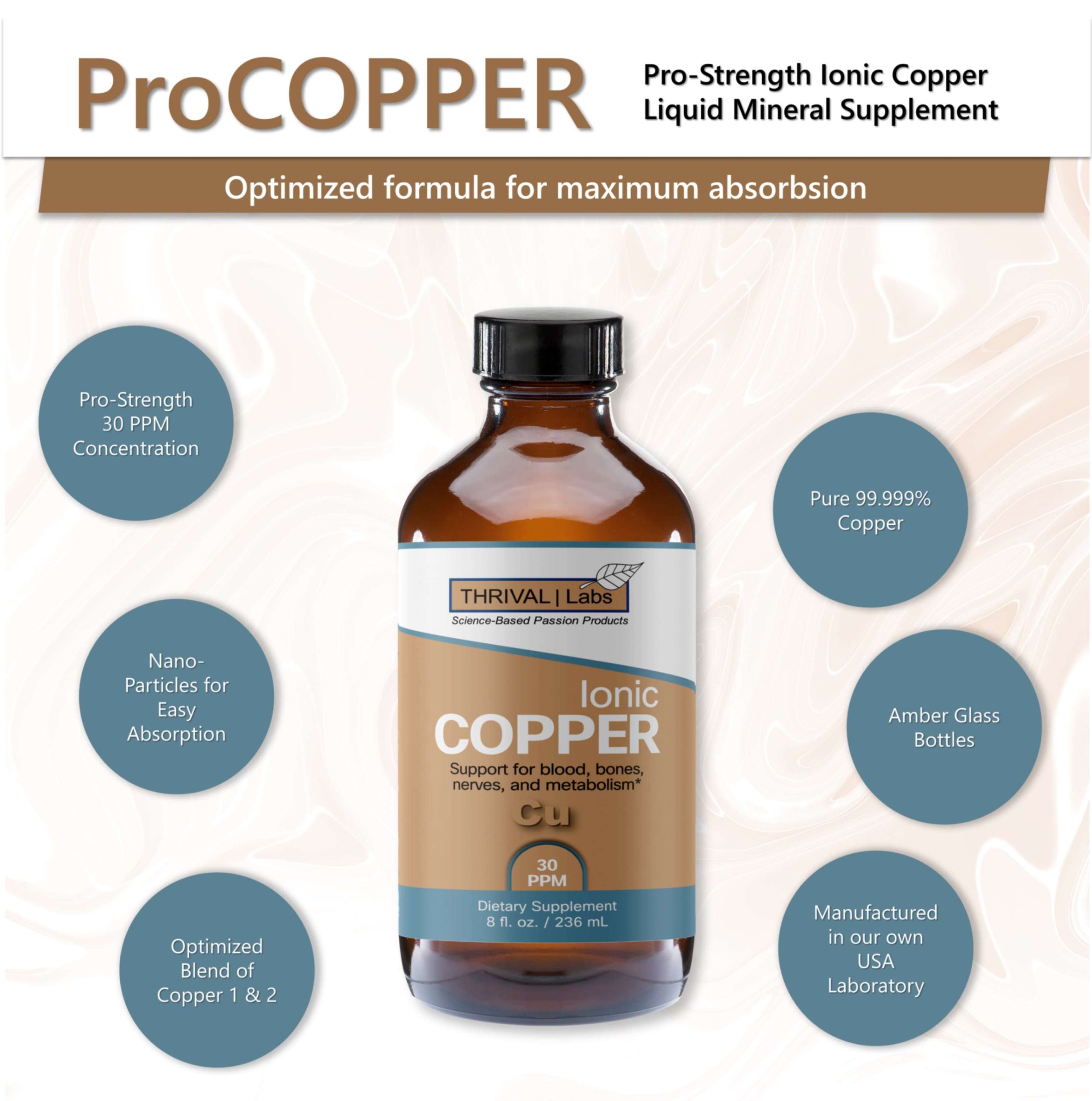Ionic Colloidal Copper Liquid (30 PPM) | Mental Clarity & Nerve Function | Hair, Skin, Nails & Collagen | Red Blood Cells & Energy Production | Cholesterol Levels & Blood Pressure - Thrival Labs 4 Ionic Colloidal Copper Liquid (30 PPM) | Mental Clarity & Nerve Function | Hair, Skin, Nails & Collagen | Red Blood Cells & Energy Production | Cholesterol Levels & Blood Pressure - Thrival Labs - Image 4