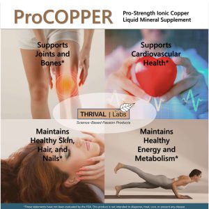Ionic Colloidal Copper Liquid (30 PPM) | Mental Clarity & Nerve Function | Hair, Skin, Nails & Collagen | Red Blood Cells & Energy Production | Cholesterol Levels & Blood Pressure - Thrival Labs 15 5 ProCOPPER 8oz Uses