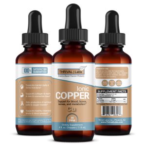 Ionic Colloidal Copper Liquid (30 PPM) | Mental Clarity & Nerve Function | Hair, Skin, Nails & Collagen | Red Blood Cells & Energy Production | Cholesterol Levels & Blood Pressure - Thrival Labs 24 combine 1