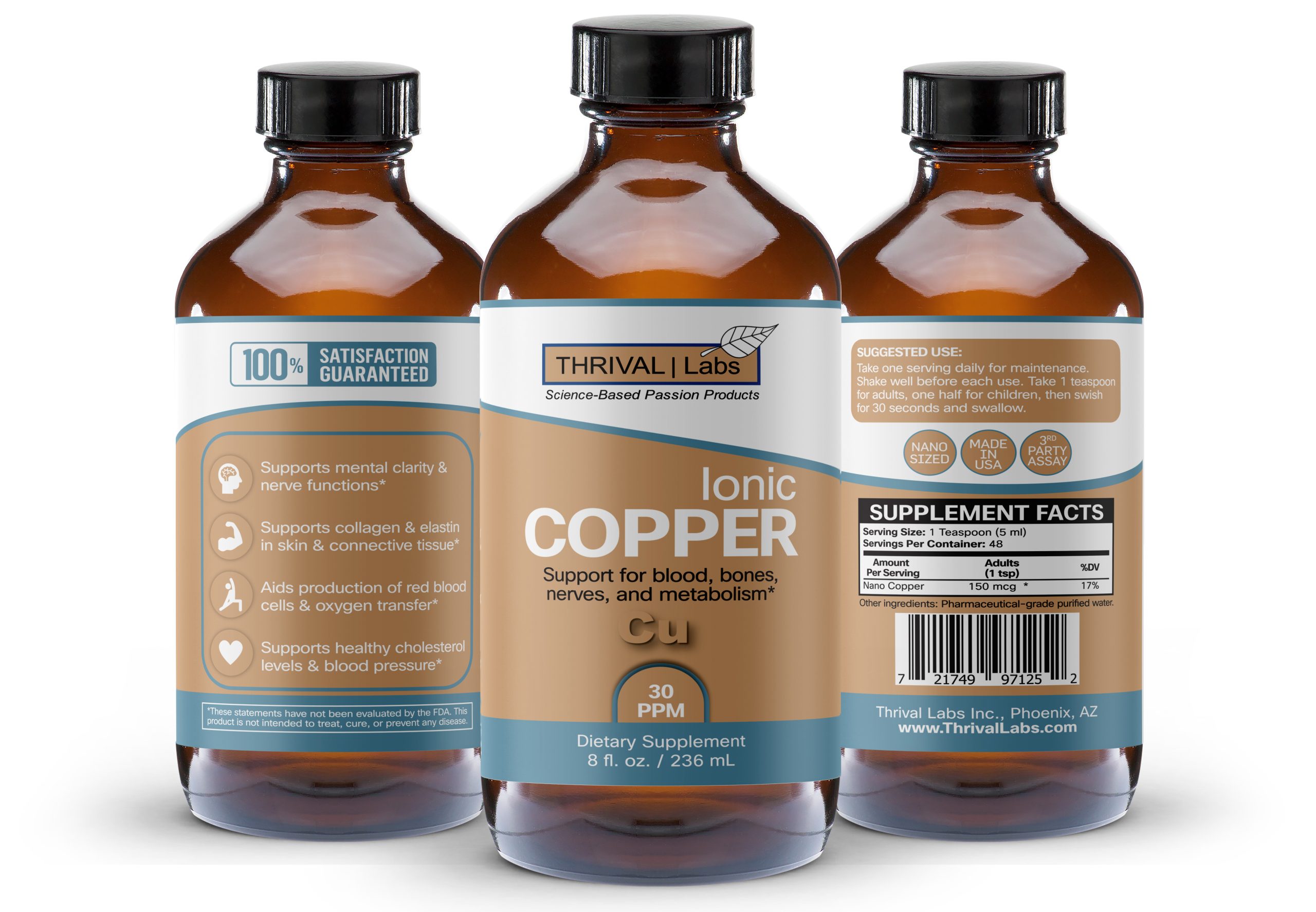 Ionic Colloidal Copper Liquid (30 PPM) | Mental Clarity & Nerve Function | Hair, Skin, Nails & Collagen | Red Blood Cells & Energy Production | Cholesterol Levels & Blood Pressure - Thrival Labs 9 Ionic Colloidal Copper Liquid (30 PPM) | Mental Clarity & Nerve Function | Hair, Skin, Nails & Collagen | Red Blood Cells & Energy Production | Cholesterol Levels & Blood Pressure - Thrival Labs - Image 9