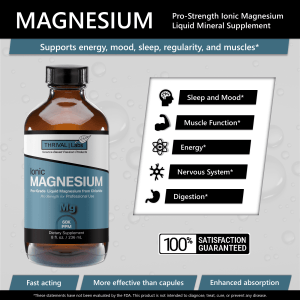 Thrival Labs Liquid Ionic Magnesium Supplement | Professional Strength with Highest & Fastest Absorption - Calm Mood, Sleep, Muscle Cramps & Spasms, Aid Energy & Vitality, Natural Laxative 19 2 Magnesium Value