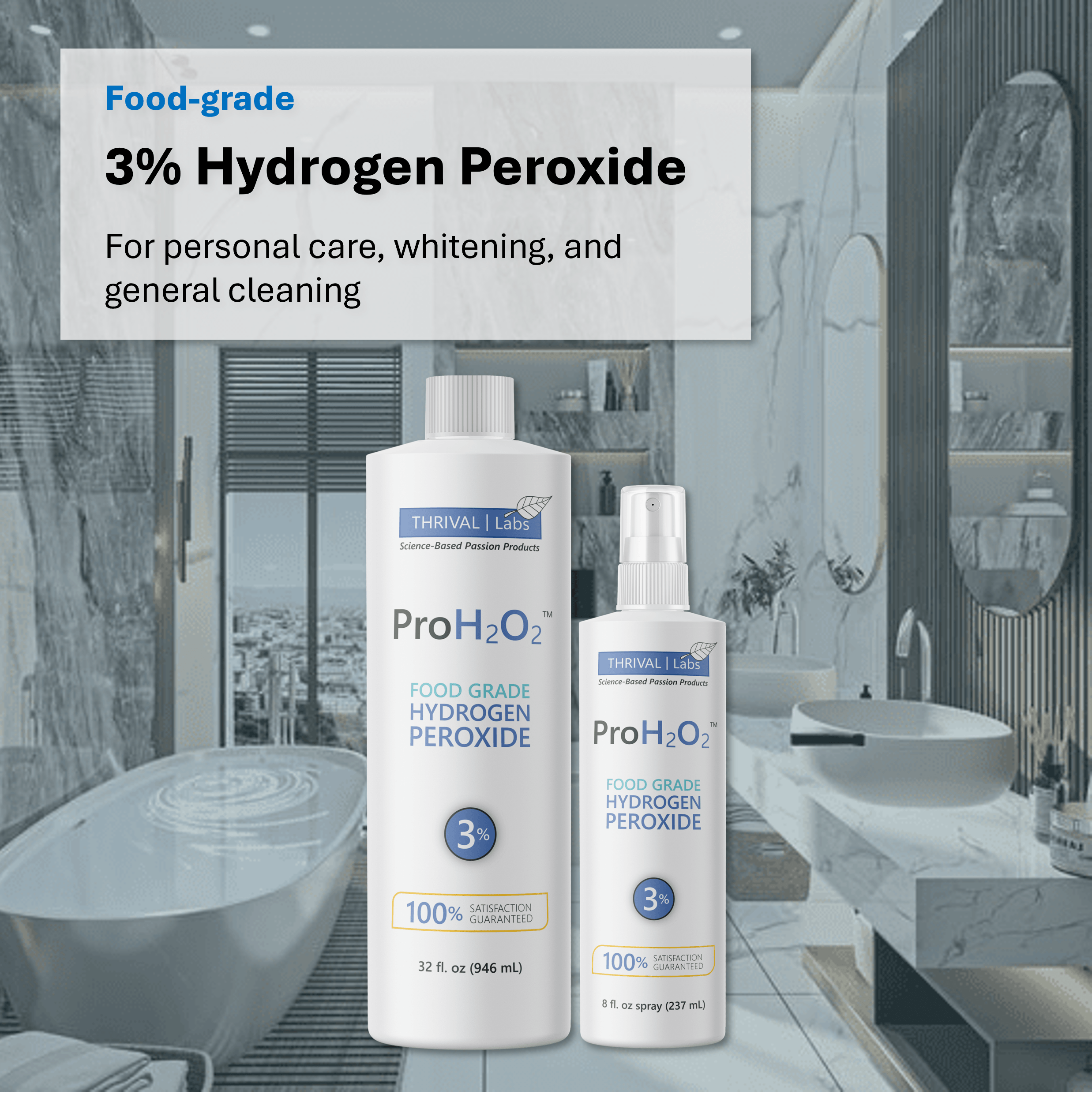 ProH2O2 Food Grade 3% Hydrogen Peroxide by Thrival Labs - A USA-Made Natural Cleaner With No Added Toxic Stabilizers for Medical, Household, and Personal Use 4 ProH2O2 Food Grade 3% Hydrogen Peroxide by Thrival Labs - A USA-Made Natural Cleaner With No Added Toxic Stabilizers for Medical, Household, and Personal Use - Image 4
